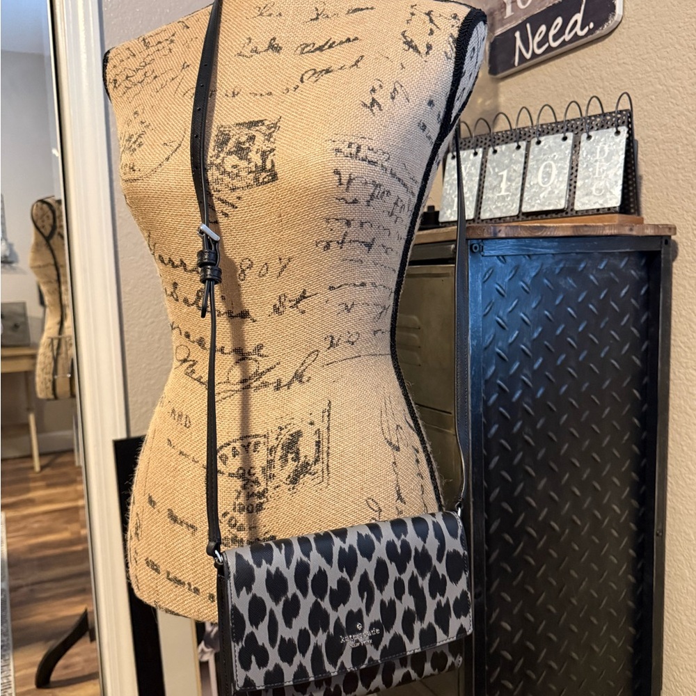 Kate Spade Black and Gray Animal Print Crossbody